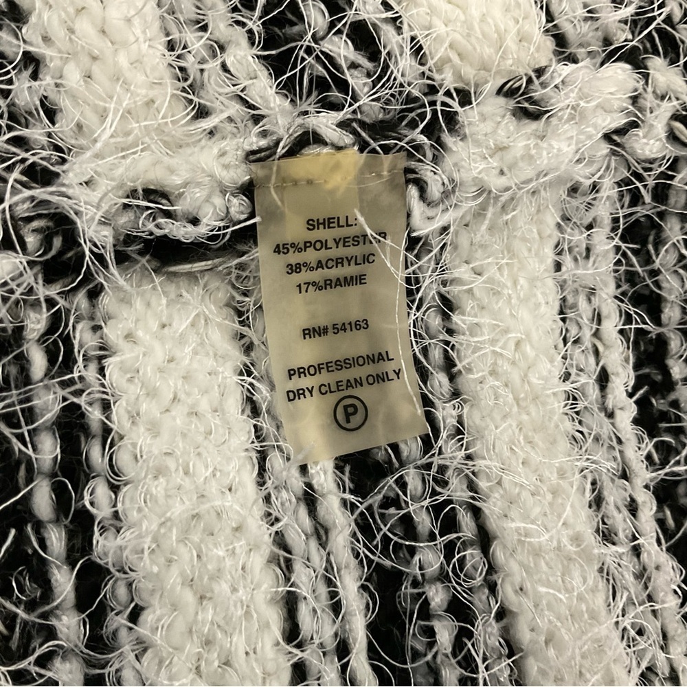 Calvin Klein Black & White Bouclé Striped Open Front Cardigan Sweater – Size S - Picture 8 of 8
